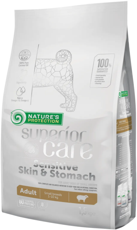 Корм сухой Superior Care Sensitive Skin&Stomach для взрослых собак всех пород с чувствительным пищеварением и проблемной кожей (NPSC45794)