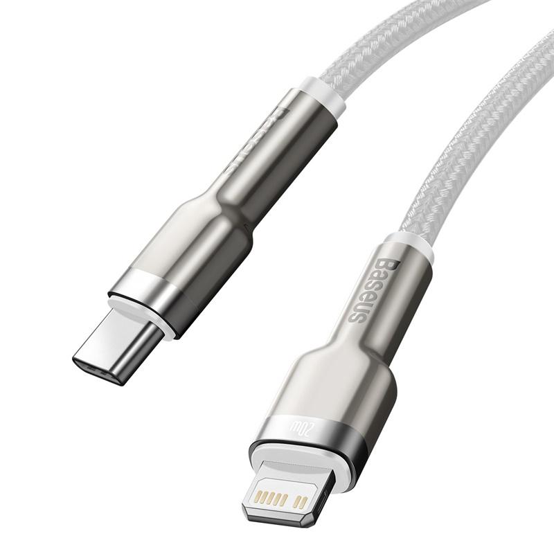 Кабель Baseus Type-C to Lightning Cafule Series Metal Data Cable 2 м 20W PD (CATLJK-B02) White - фото 4 Кабель Baseus Type-C to Lightning Cafule Series Metal Data Cable 2 м 20W PD (CATLJK-B02) White - фото 4