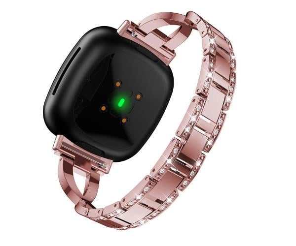 Ремінець металевий із чохлом Diamond Glamour для Fitbit Versa 3/4 Рожевий