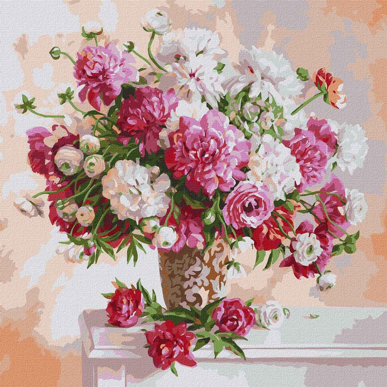 Картина по номерам Идейка Вдохновляясь пионами Ira Volkova KHO13117 50х50 см (1835847467)