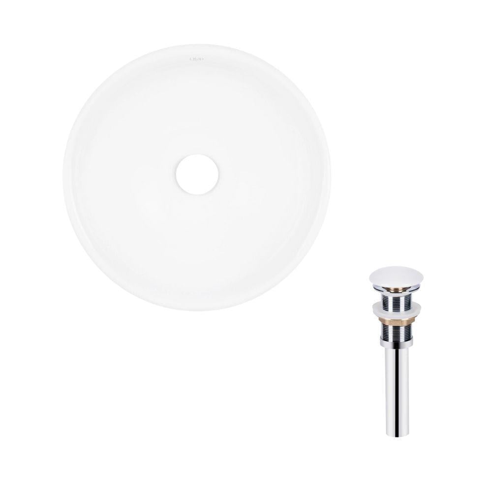 Раковина Qtap Owl накладна кругла 400х400х155 мм White/донний клапан PU02