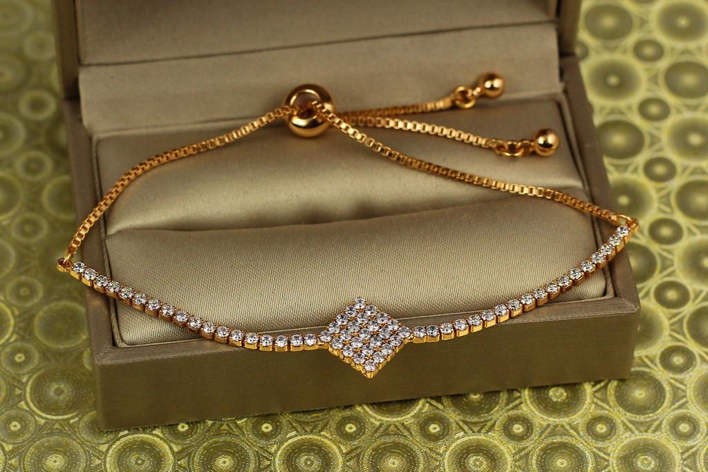 Браслет регулируемый Xuping Jewelry дорожка с ромбом на бегунке Золотистый (2114732560)