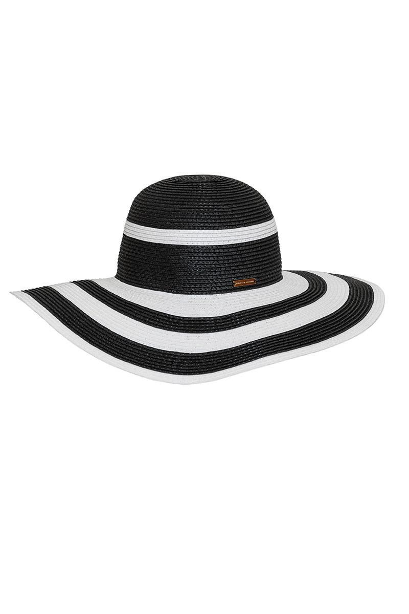 Шляпа Marc & Andre пляжная с широкими полями One Size Черно-белый (HA22-09)