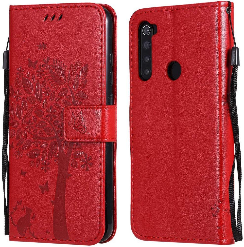 Чохол для Xiaomi Redmi Note 8T (малюнок кіт і дерево) Red (10159-2D)