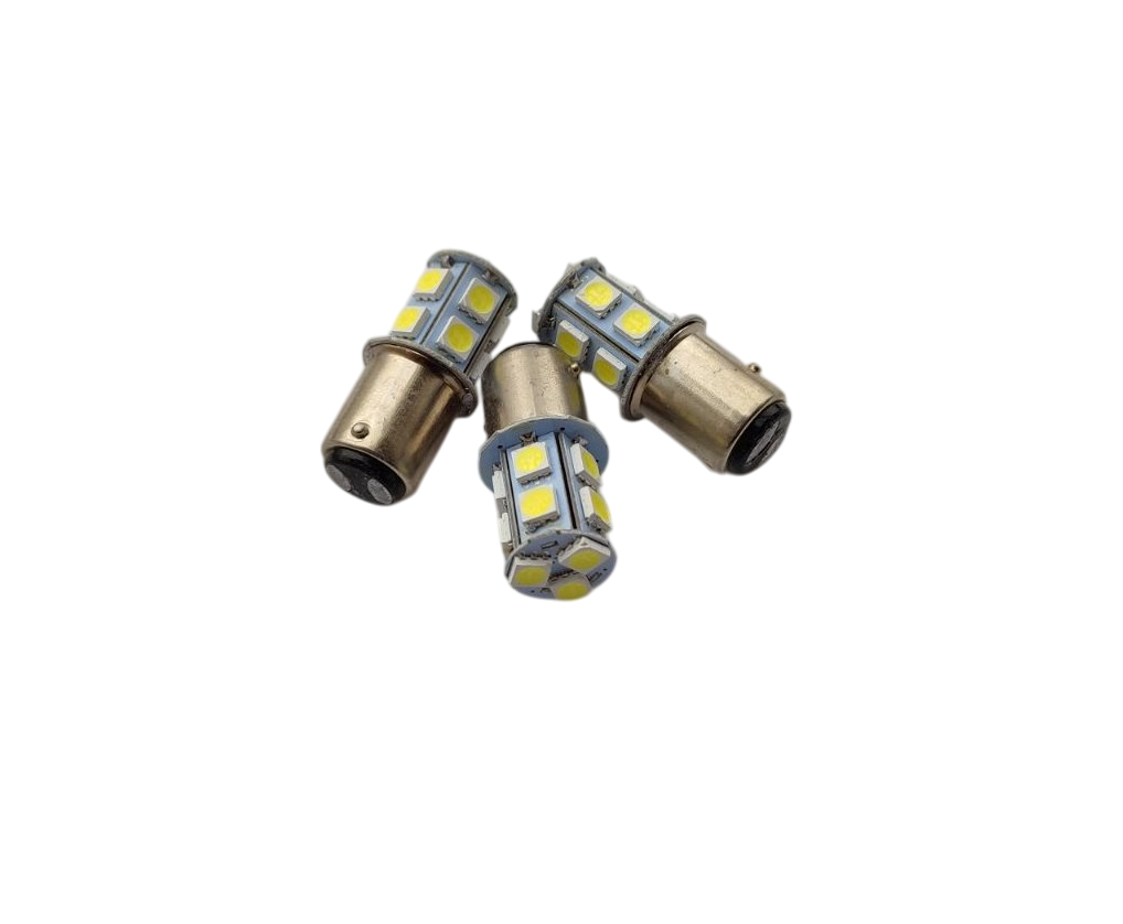 Лампа светодиодная WHITE P21/5W BAY15D 12V-13 10+3 SMD-5050-2 контакта (2012)