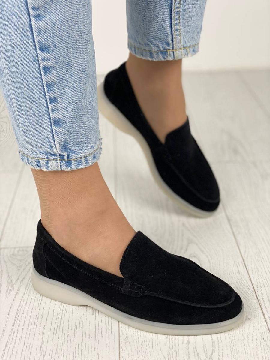 Лоферы женские замшевые р. 41 Черный (3904-2/41)