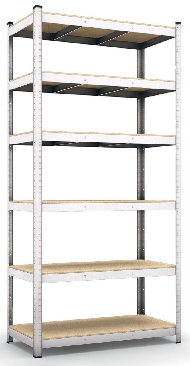 Стеллаж Меткас Бюджет ОМ оцинкованный металлический МДФ 125 кг/полка 6 полок 2400х1200х600 мм (3DPanda-B240161206062)