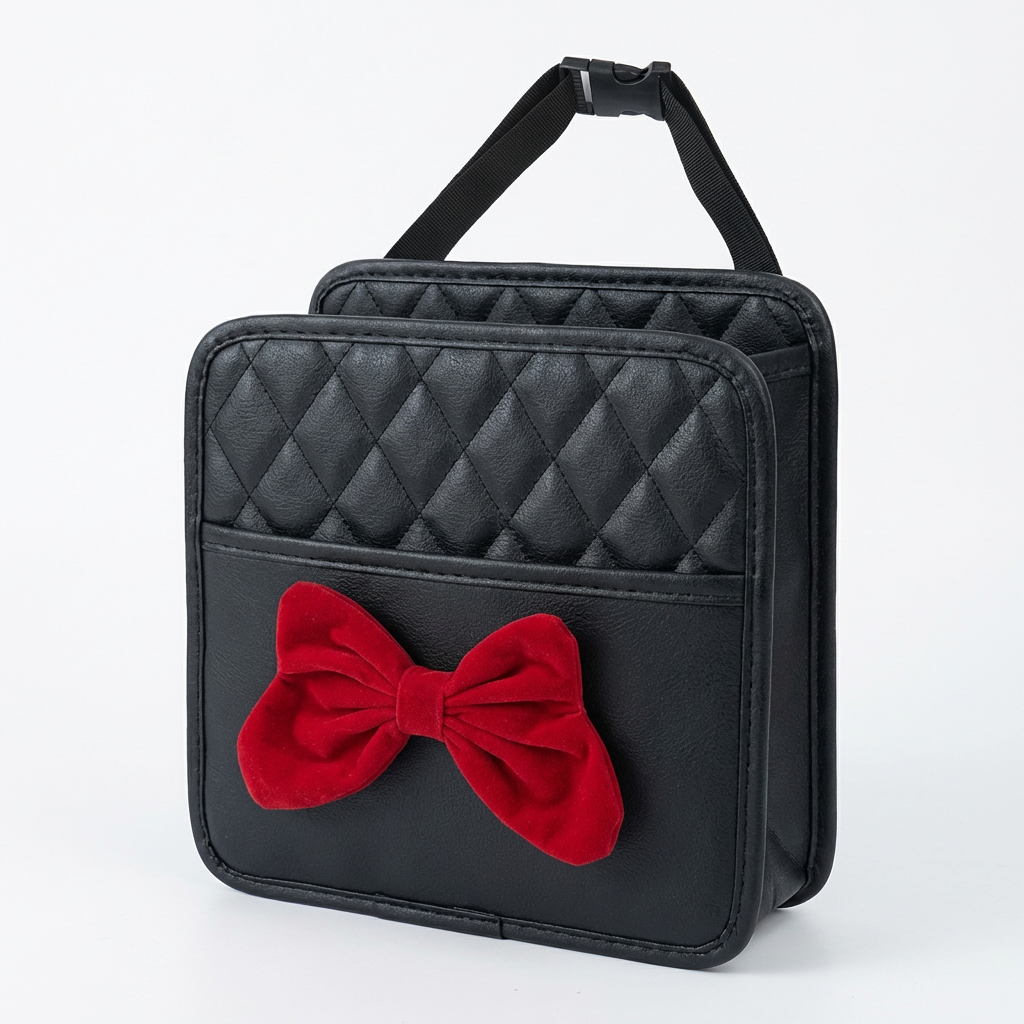 Органайзер для автомобиля из экокожи на подголовник водостойкий с декором на два отделения (N-017) Органайзер для автомобиля из экокожи на подголовник водостойкий с декором на два отделения (N-017)