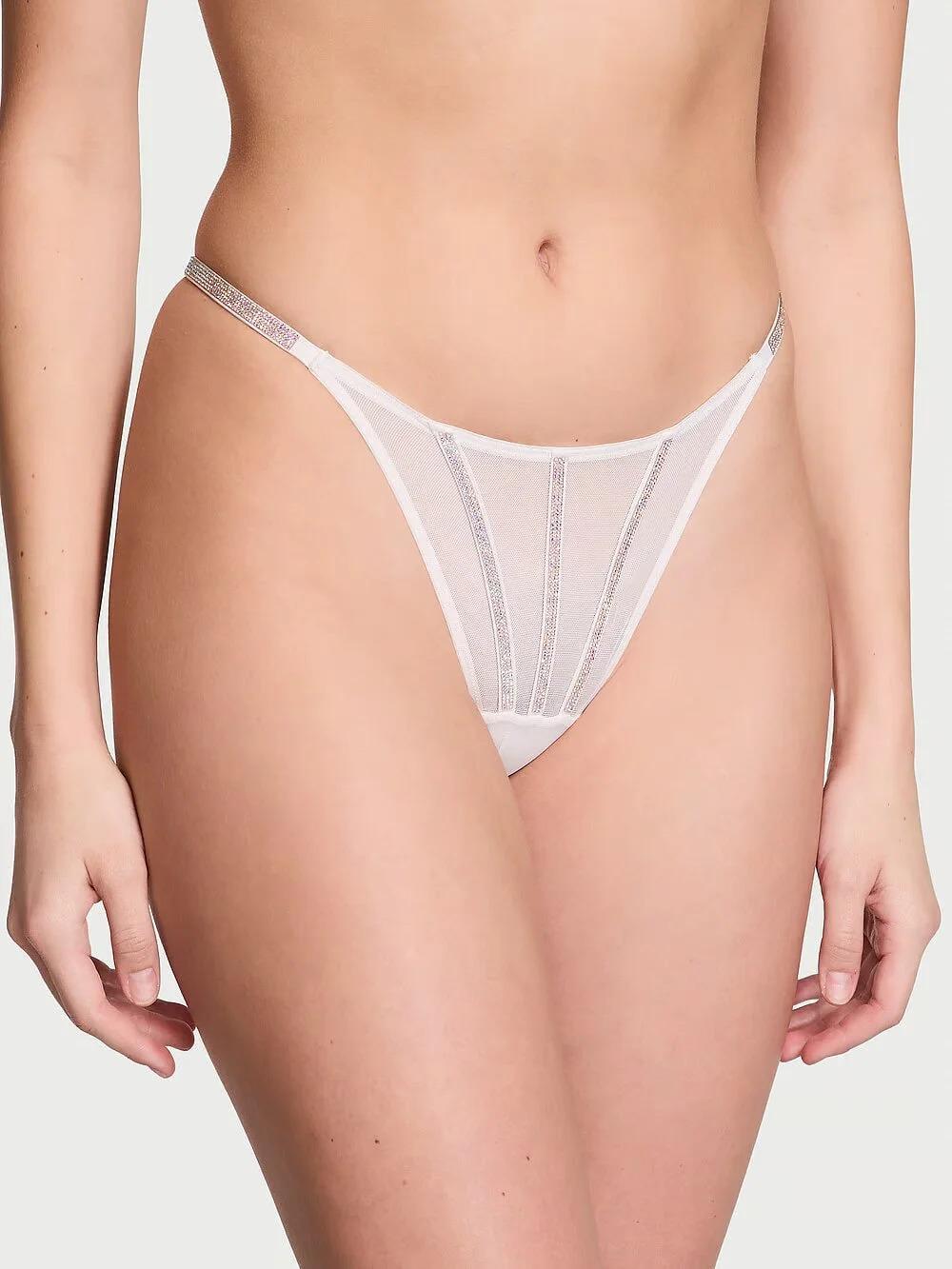 Трусики Victoria's Secret Sheer Shine Thong Panty White S Белый (26814470)