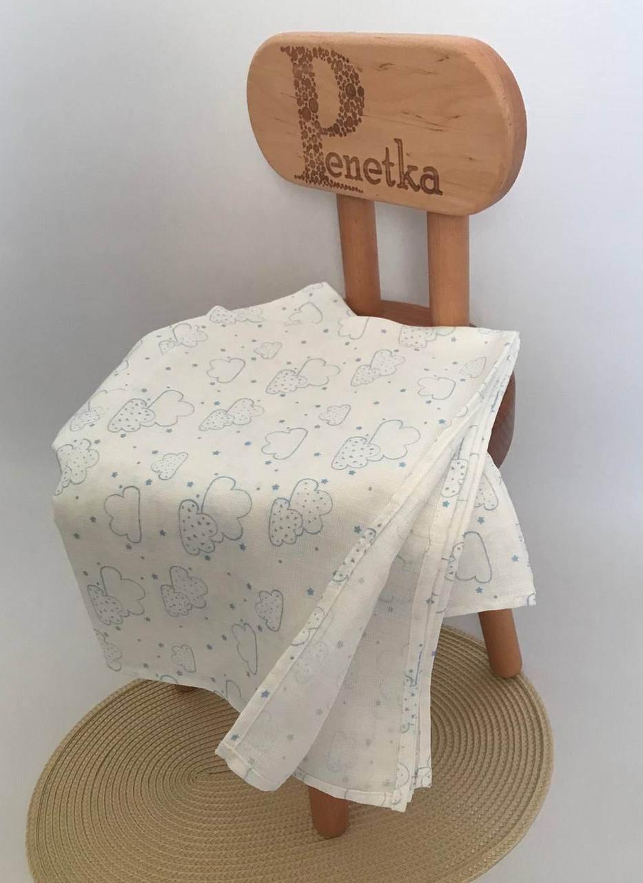 Пелюшка Penetka хмаринки муслінова двошарова 100x80 см Блакитний (6490.100.80.202)