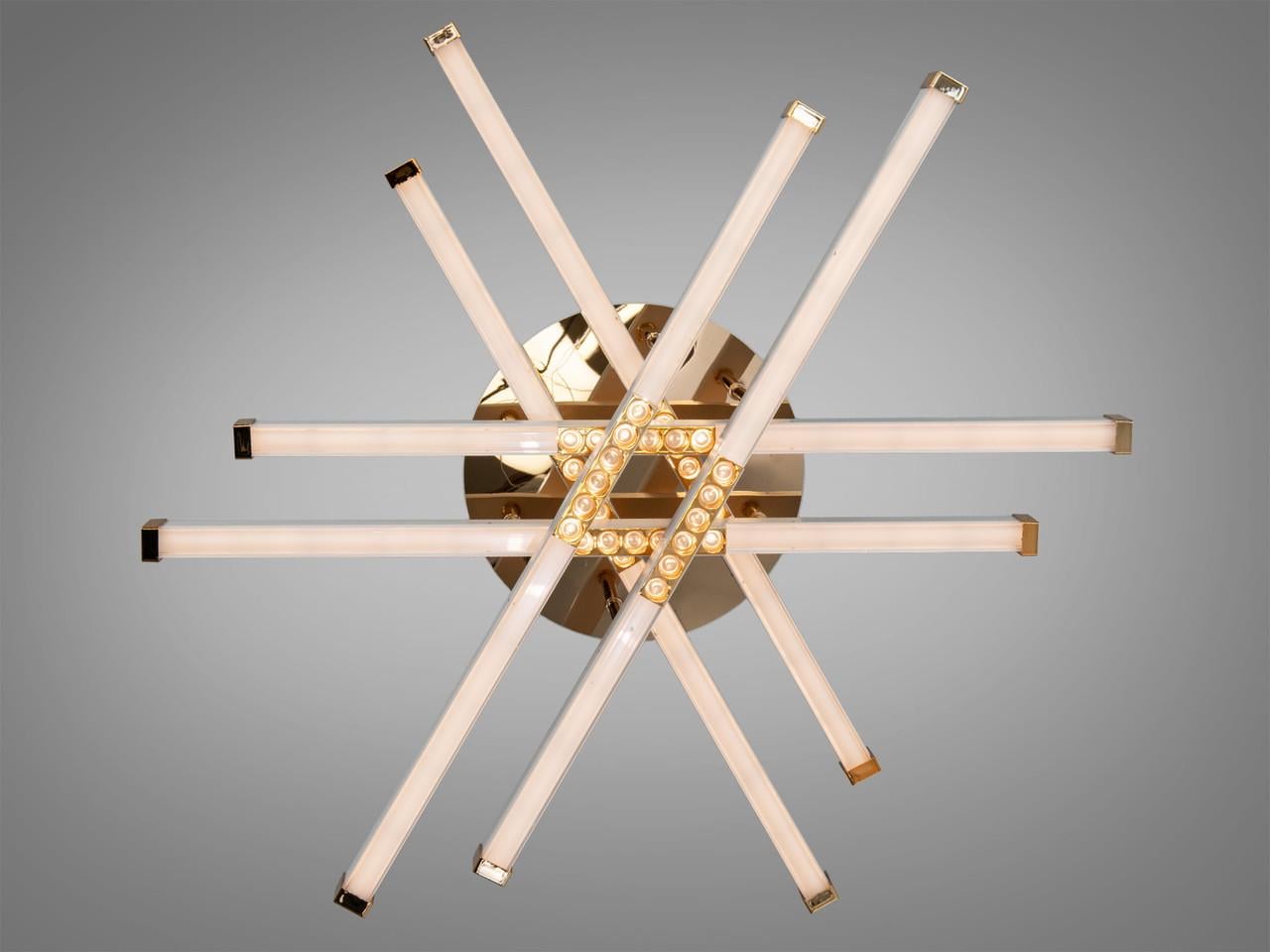 Люстра светодиодная для спальни 2531WH+G dimmer 80 Вт с пультом Белый/Золотой (2957216525)