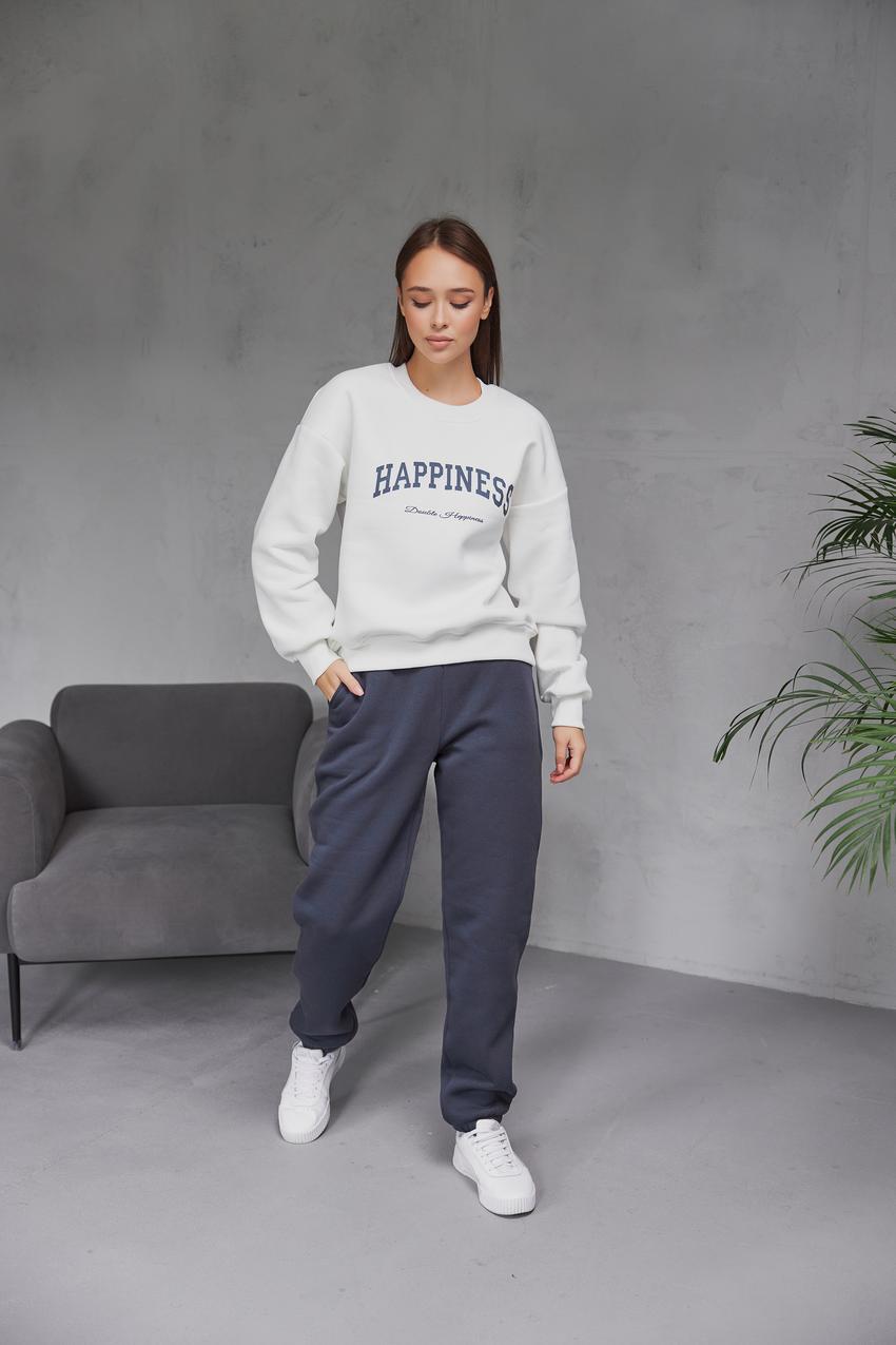 Світшот жіночий Happiness М132.4/1 начіс L Кремовий/Синій (597-1-62) - фото 4 Світшот жіночий Happiness М132.4/1 начіс L Кремовий/Синій (597-1-62) - фото 4