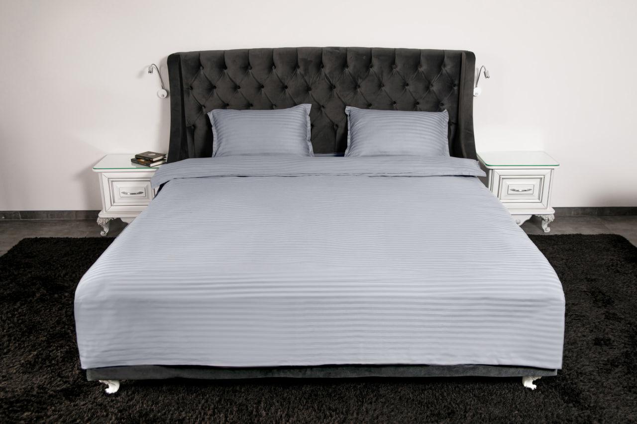 Комплект постільної білизни страйп-сатин полуторний 100% бавовна Шампань (15408482)