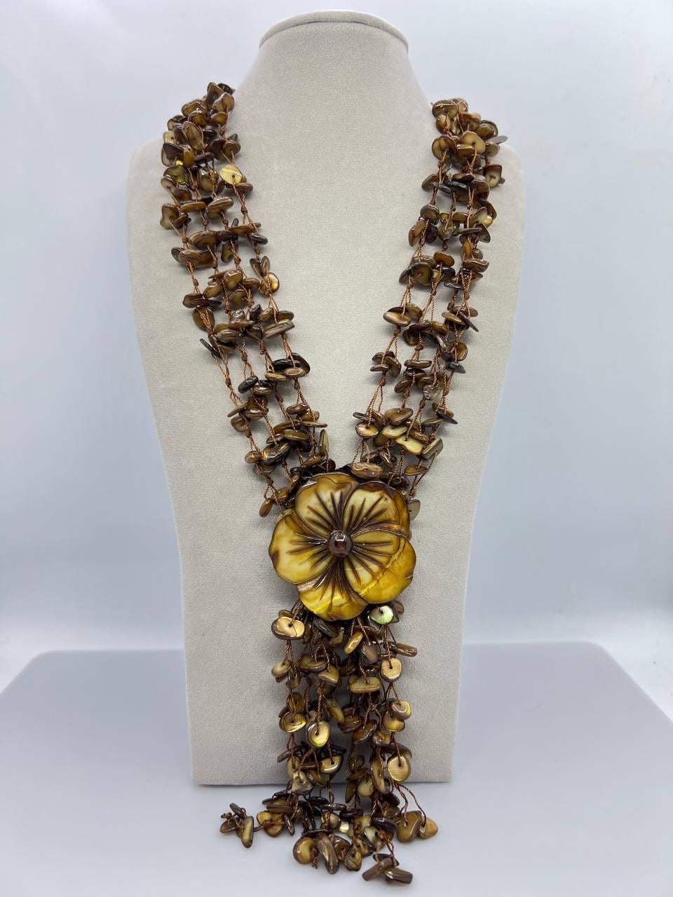 Бусы перламутр 52+10 см Коричневый (10986)