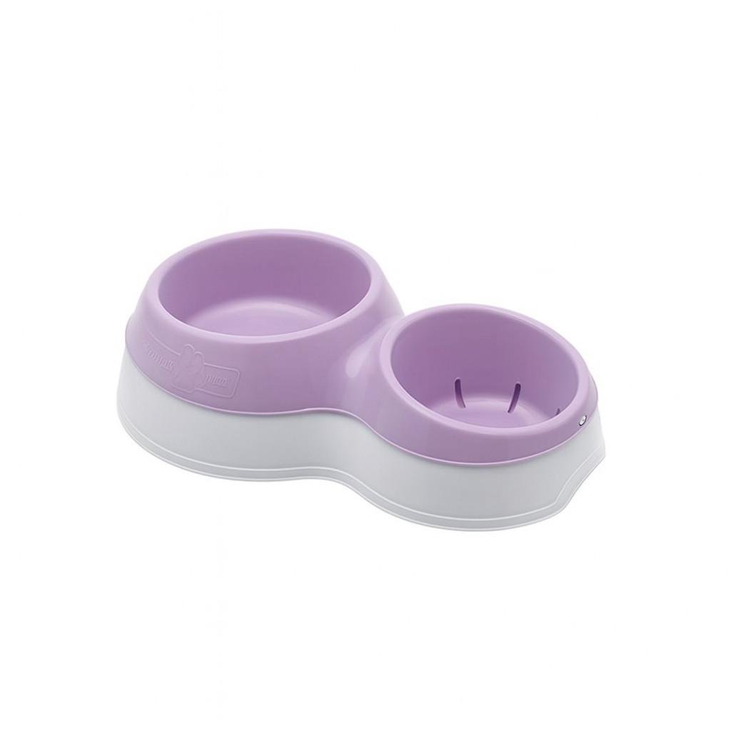 Миска для корму Large з подвійним дном для води 44x27x12 см Бузковий (4048)