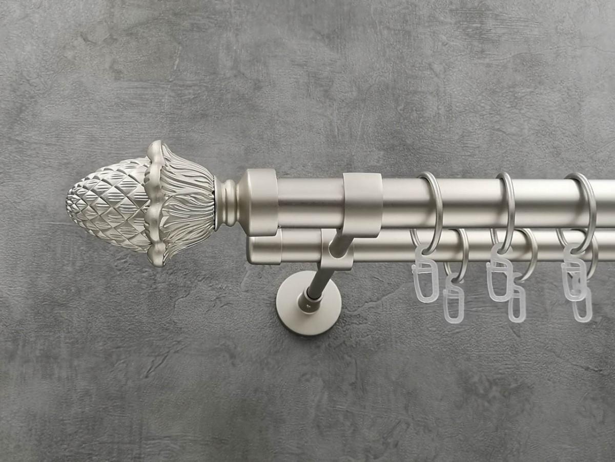 Карниз Quadrum Шишка гладкая штанга двойной модерн 25/19 мм 240 см Сатин (272280236)