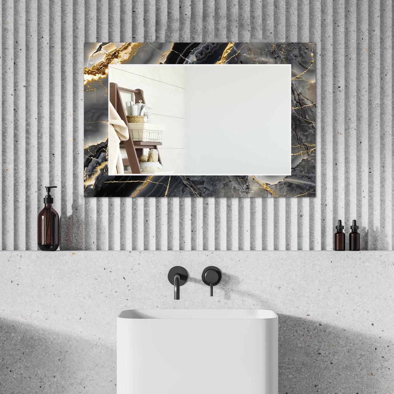 Зеркало на стену NovellaPrint с рисунком мрамора прямоугольное 90х60 см (2019.6)