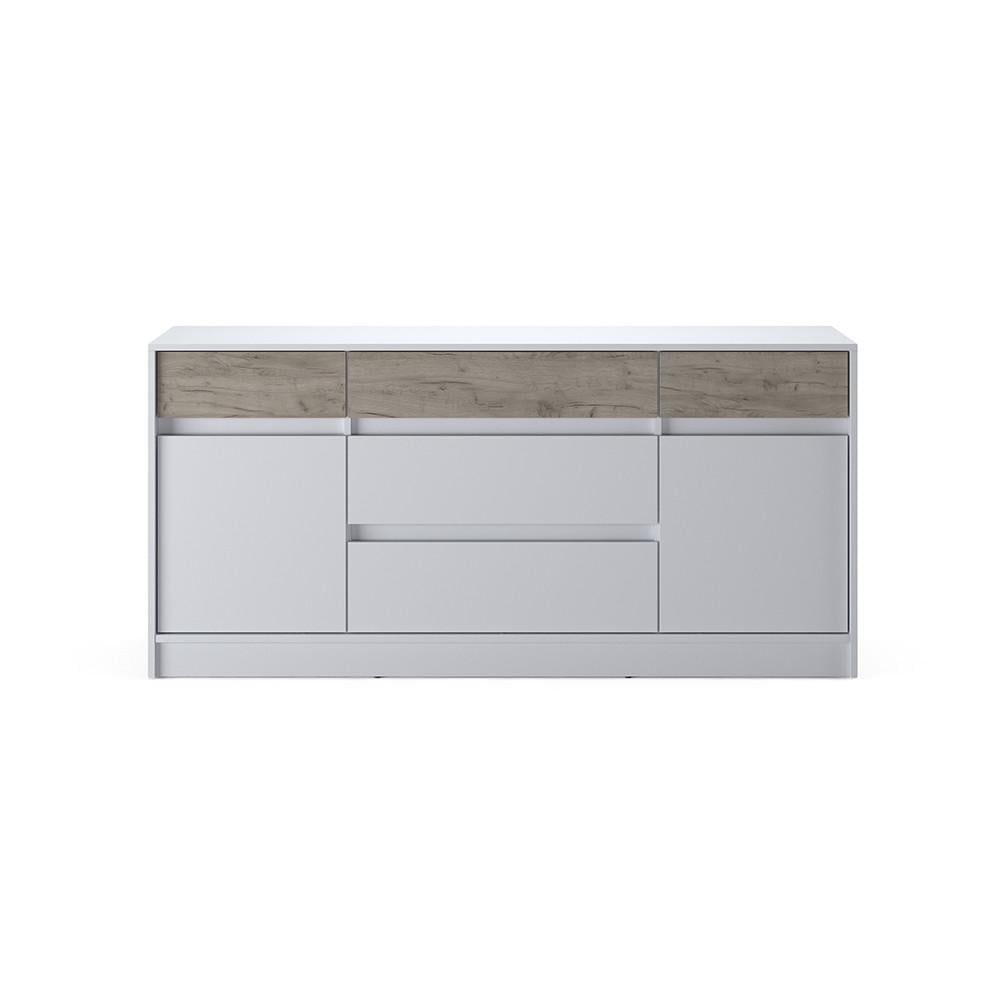 Комод с дверью и ящиками Эверест Стайл-1600 160,2х39х75,4 см Нимфея Альба/Дуб Крафт серый (DTM-071157)