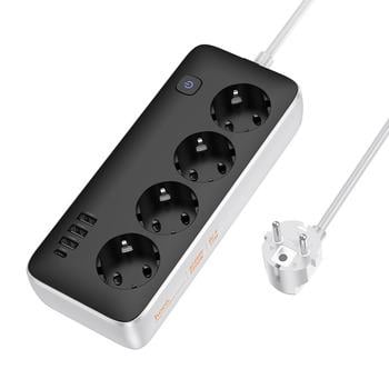 Сетевой фильтр Hoco AC21 удлинитель длина 2 м Бело-черный (AC21)