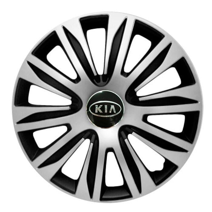Колпаки для колес 4 Racing Nardo R13 с логотипом Kia 4 шт. Silver/Black