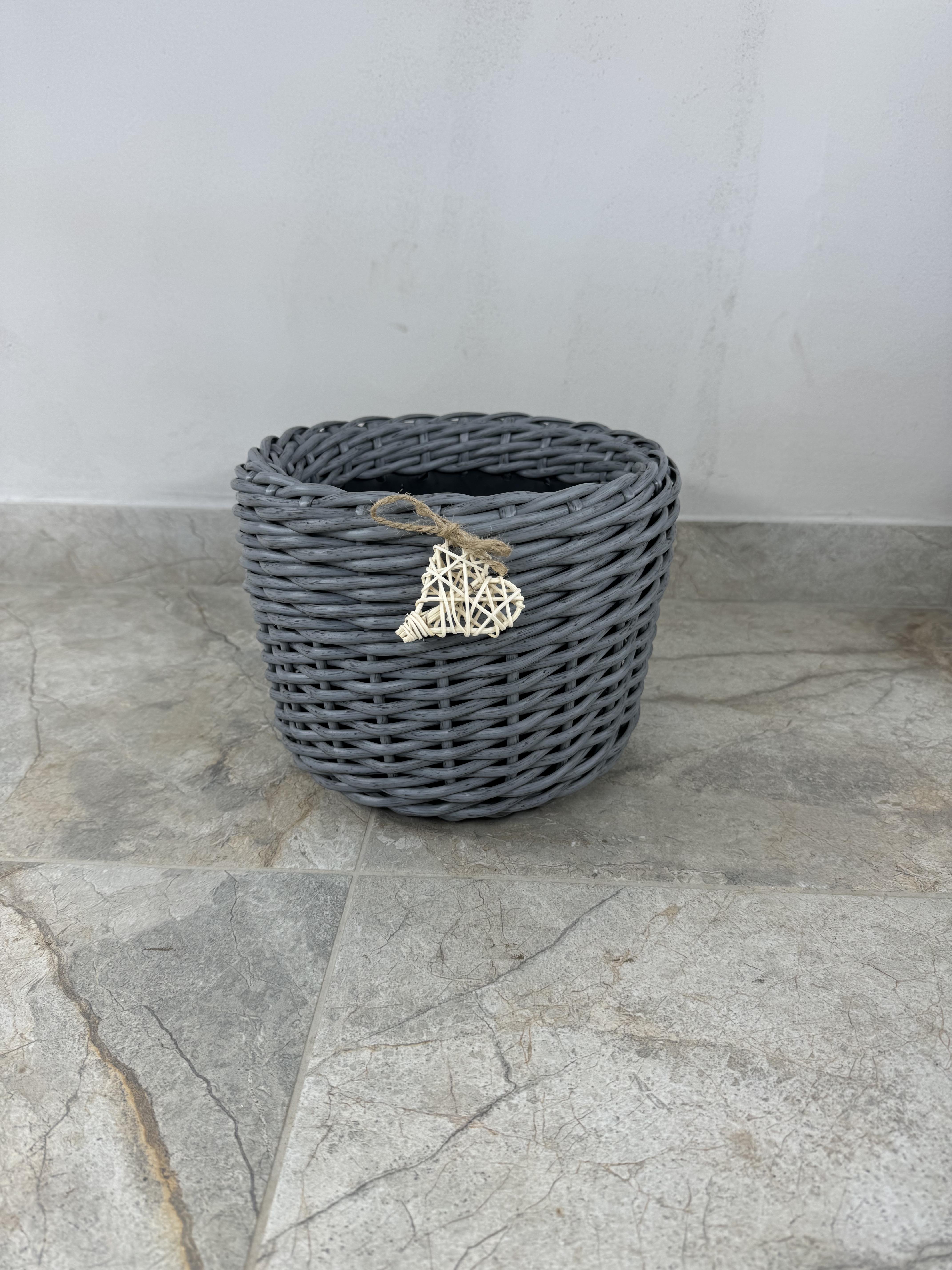 Кашпо из искусственного ротанга ручной работы 5 л Темно-серый (32744) - фото 2