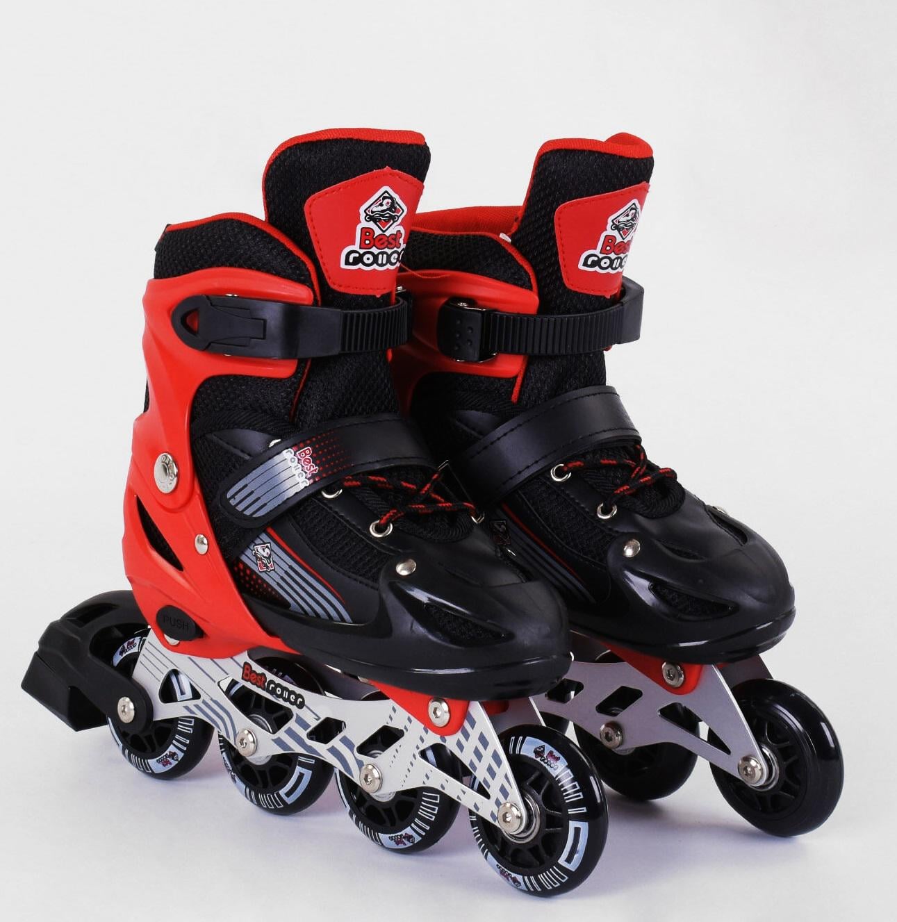 Роликовые коньки Best Roller PVC колёса светящиеся в сумке р. 38-42 Red/Black (98915)