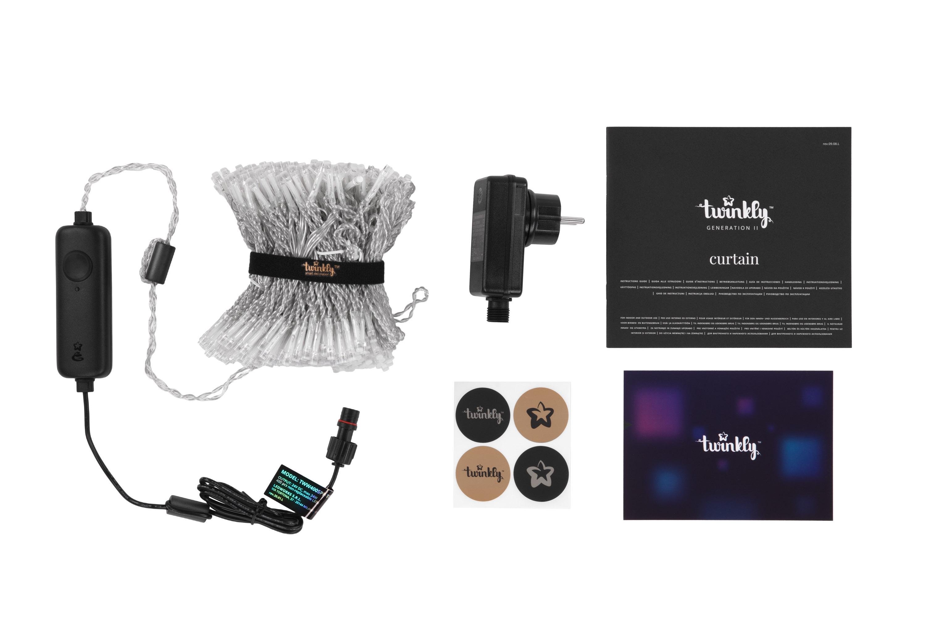 Гірлянда штора Twinkly Curtain RGBW Smart LED 400 ламп з прозорим кабелем 1,45х2,1 м (TWW400SPP-TEU) - фото 3