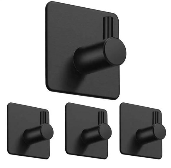 Набор крючков самоклеющихся Г образных из нержавеющей стали 4 шт. Черный