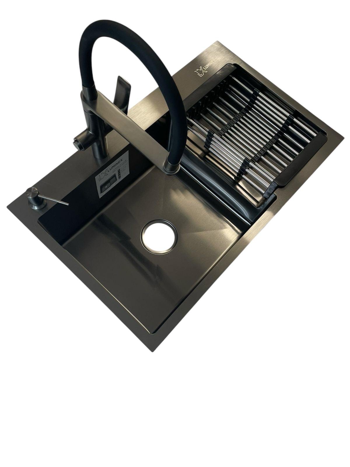 Мойка для кухни левая Luminex 7848 L/кран с подключением к фильтру воды из латуни (0112)