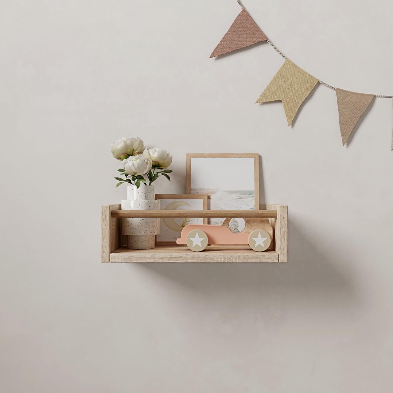 Полка настенная DNP-1 для книг детская с нагелем 318х150х100 мм Дуб сонома/Дерево (22101167)