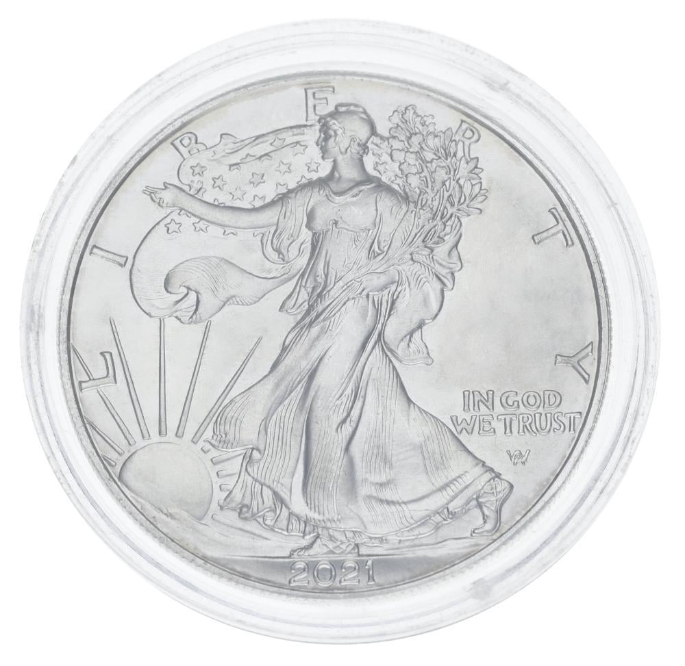 Коллекционная монета США 1 доллар 2021 серебро UNC Свобода Американский серебряный орел Ag 999 унция 31,1 г (М20788)