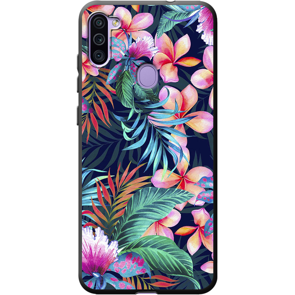 Чехол Boxface Samsung M115 Galaxy M11 flowers in the tropics Черный силикон (39780-up1971-40216)