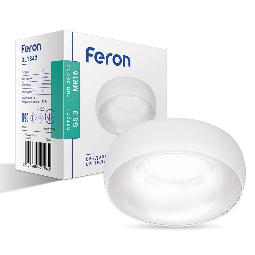 Светильник встроенный Feron DL1842 под цоколь GU5.3 Белый хром (15173)