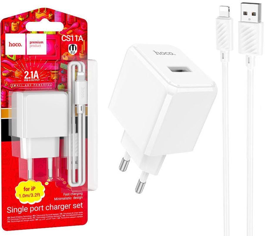 Пристрій зарядний Hoco CS11A 1 USB кабель Lightning White (36791) Пристрій зарядний Hoco CS11A 1 USB кабель Lightning White (36791)