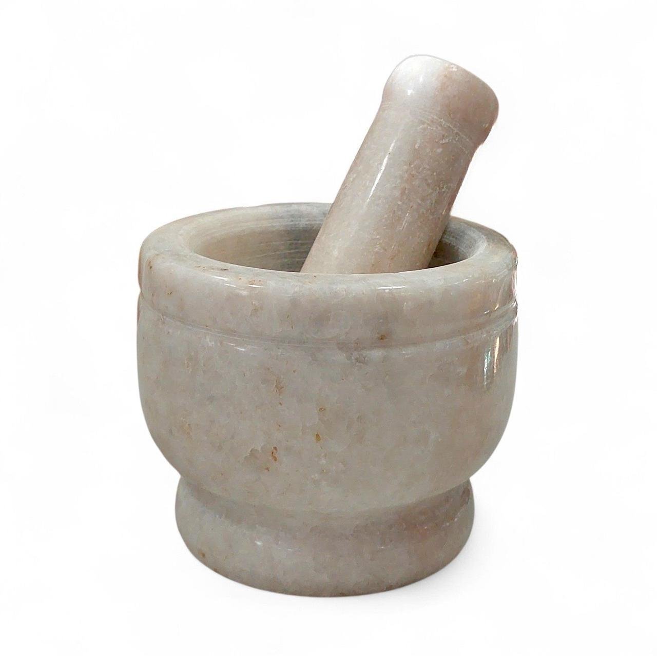 Ступка для спецій A-PLUS Онікс 0540 кам'яна з товкачиком 7,8х10х10 см Бежевий (205161-40)