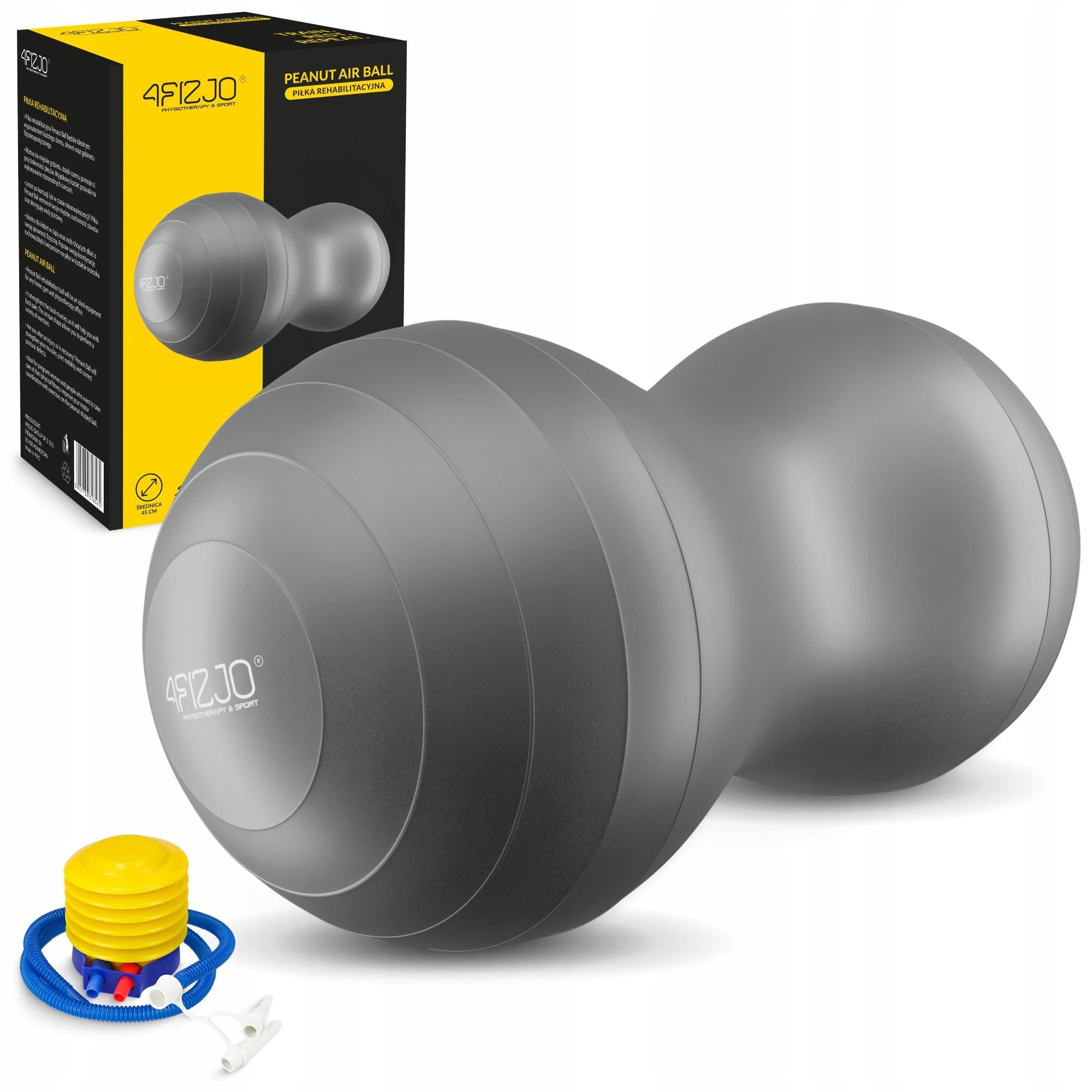 М'яч для фітнесу 4FIZJO Air Ball Peanut Anti-Burst 45x90 см Grey (P-5905973407175)