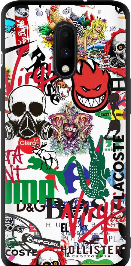 Чехол на OnePlus 7 Many different logos (4022b-1740-42517)