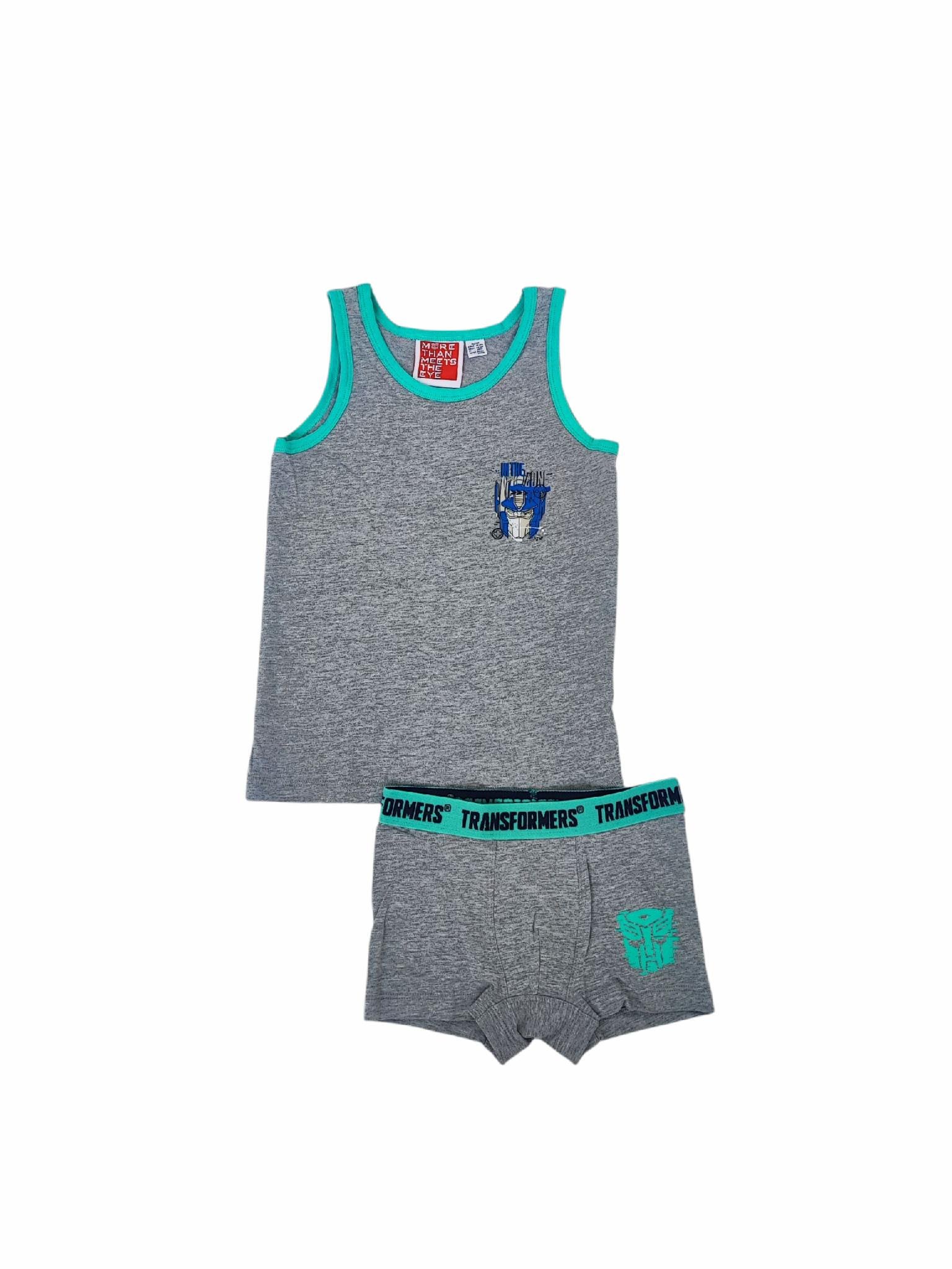Дитячий комплект білизни для хлопчика Transformers майка та труси 122-128 см Сірий (25061813)