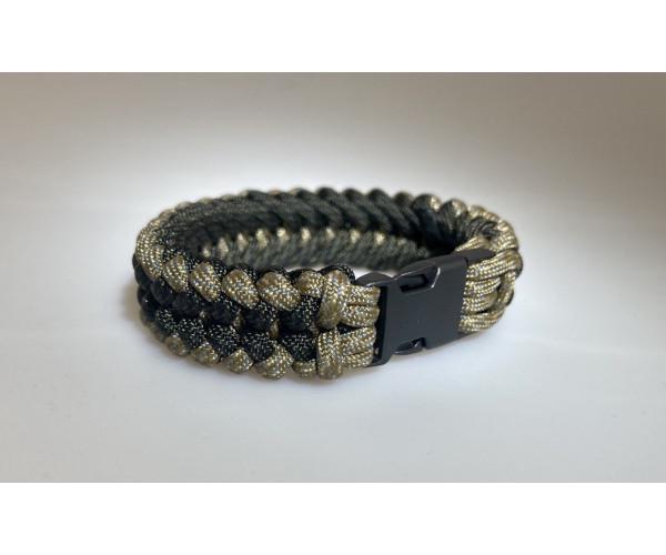 Плетеный браслет Safety из паракорда 20 см Черно-бежевый (9576)