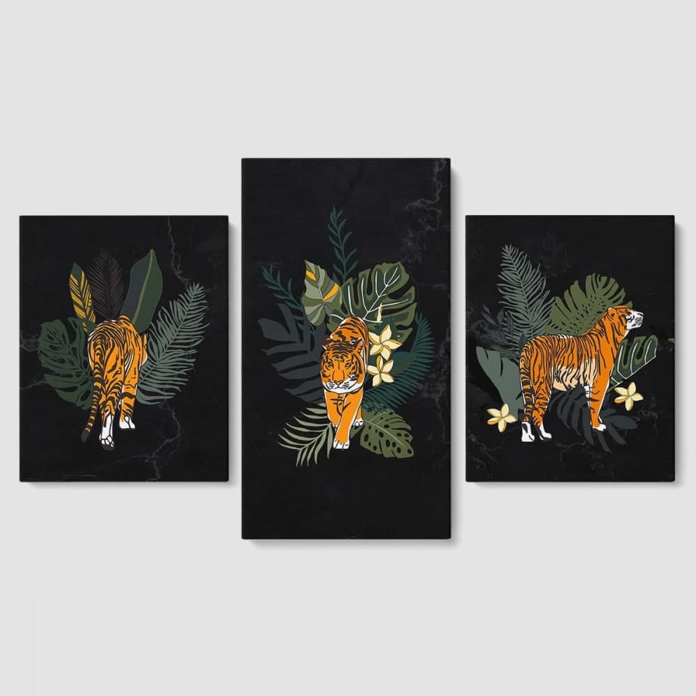Картина модульная Malevich Store Тигры из трех частей 96x60 см (MK322024)