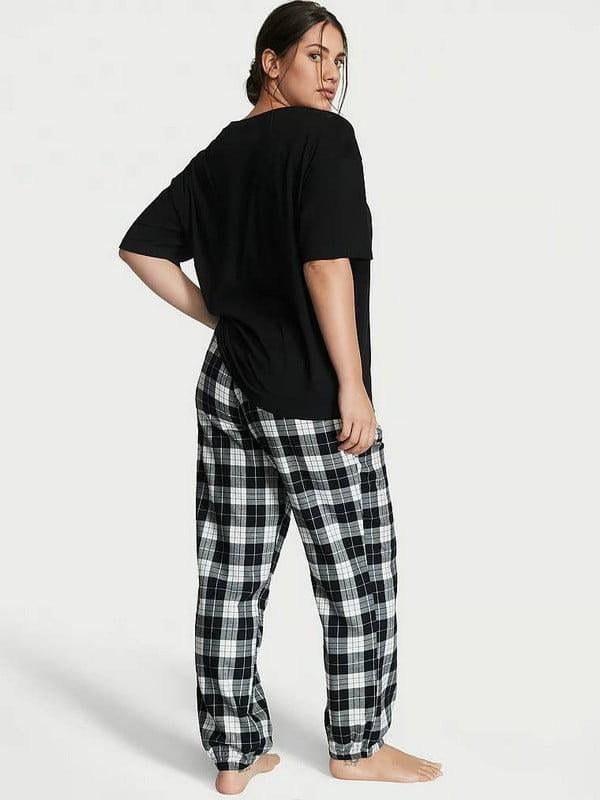 Піжама Victoria's Secret Flannel Jogger Tee-Jama S Чорний (2132275319) - фото 2