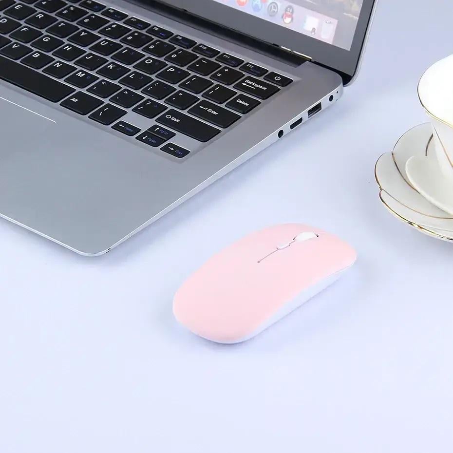 Мышь компьютерная беспроводная Bluetooth/USB Розовый - фото 4