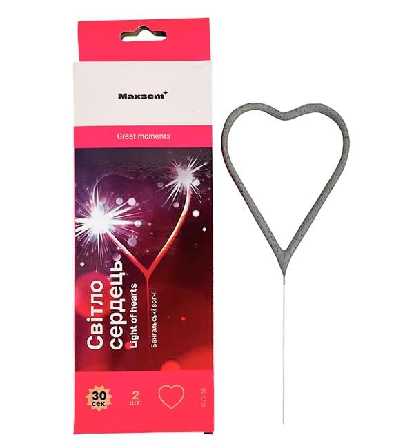 Набор свечей бенгальских Сердца 18 см 2 шт. (30764035)