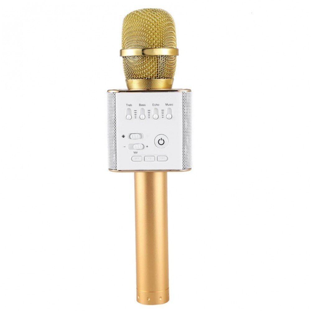 Беспроводной портативный караоке Bluetooth микрофон Magic Sound Q9 с чехлом Gold