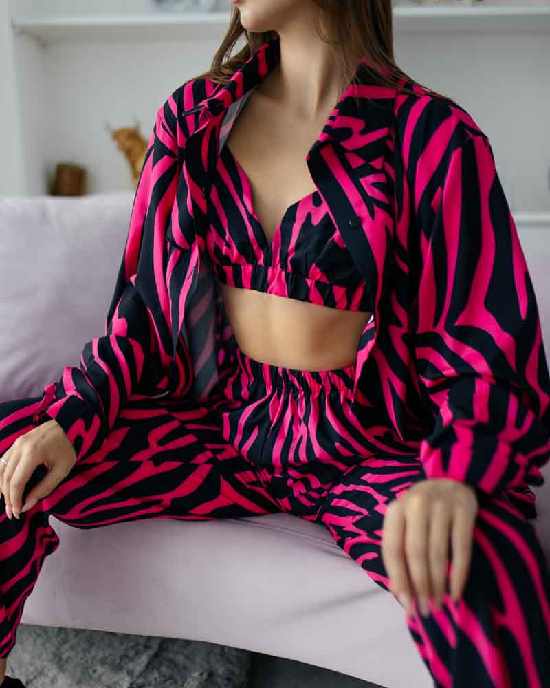 Піжама жіноча Модельєр 7748 р. 42 Чорно-рожевий (11514) - фото 5