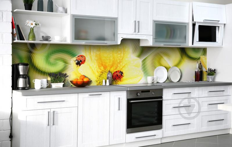 Скинали на кухню Zatarga «Божья коровка в росе» 600х2500 мм виниловая (Z184036)