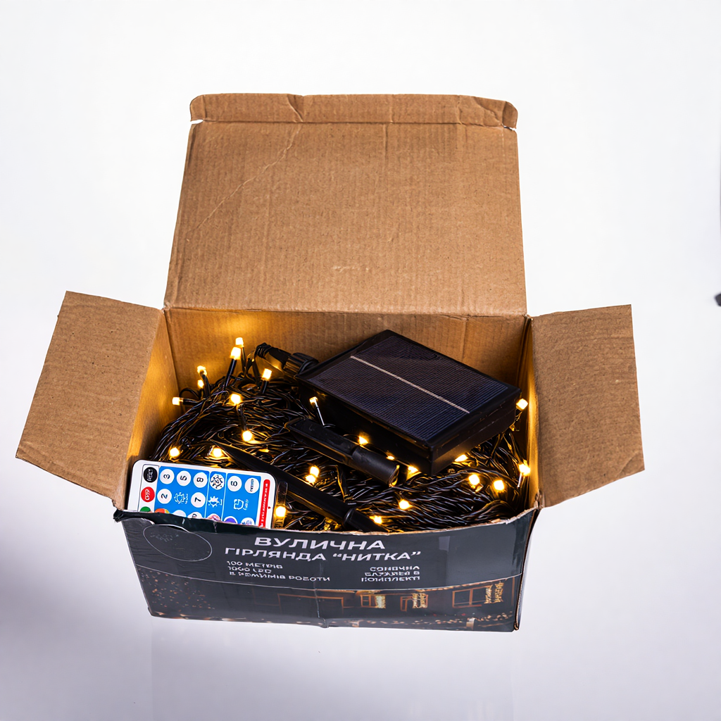 Гірлянда вулична SB1000L100MBY 100 м 1000 LED із сонячною батареєю Чорний/Теплий Білий (29912883) - фото 4 Гірлянда вулична SB1000L100MBY 100 м 1000 LED із сонячною батареєю Чорний/Теплий Білий (29912883) - фото 4