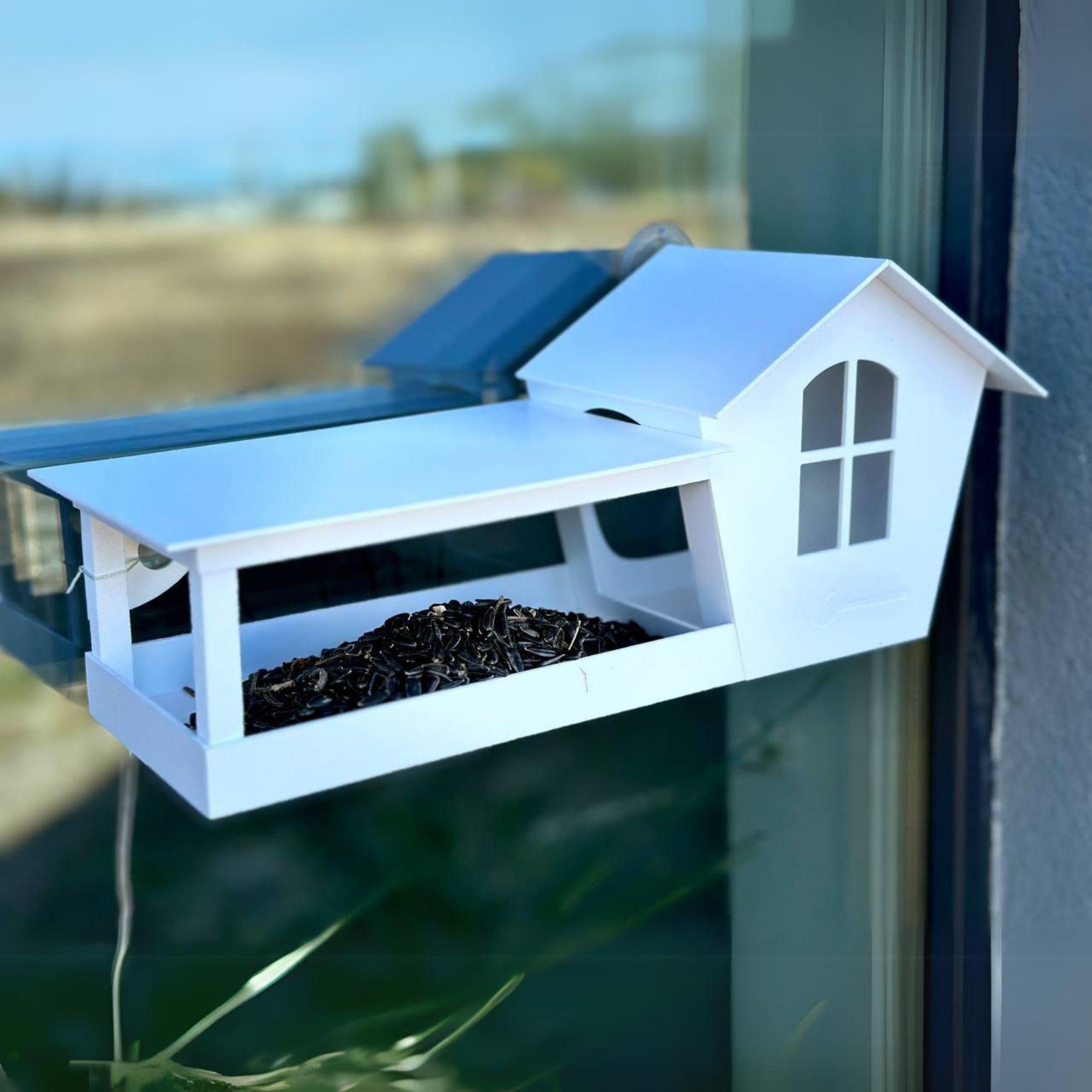 Кормушка для птиц на окно House for birds Домик Белый