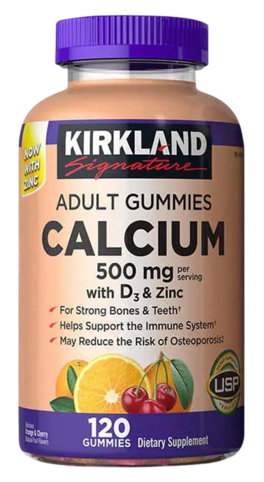 Витамины Kirkland Calcium D+Zinc Gummy 120 табл. 500 мг (2359331687)