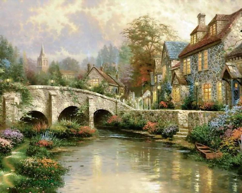 Алмазная мозаика Emerald Craft Деревня у реки 40x30 см (18600)
